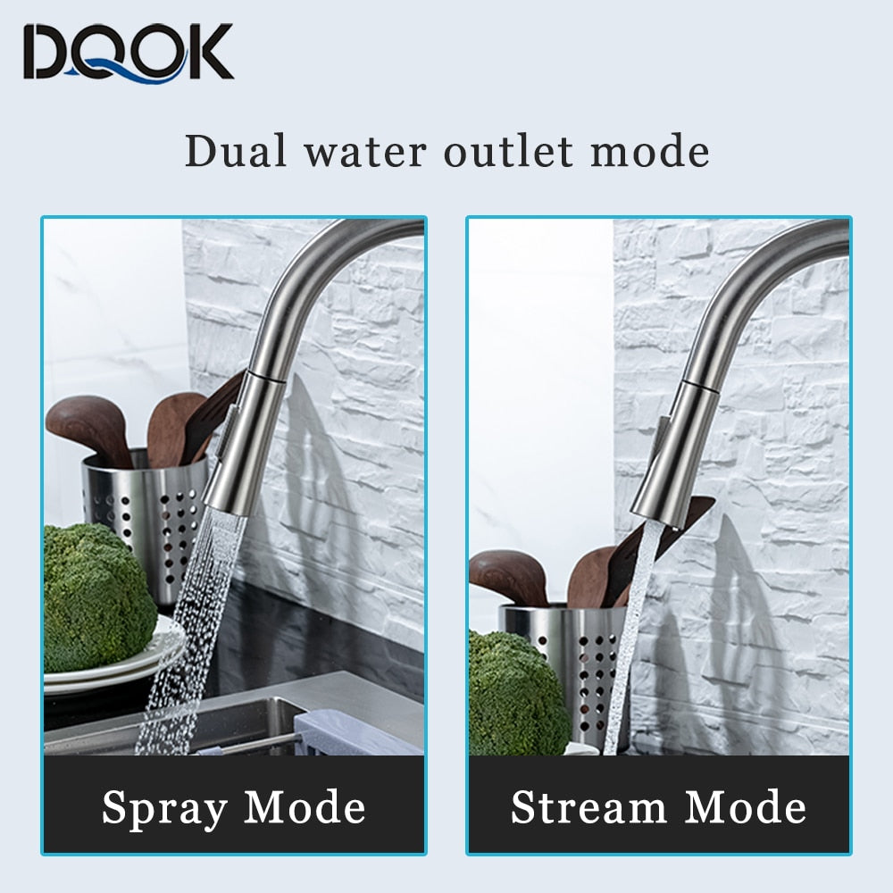 Kitchen Faucet Pull Out Brushed Stainless Steel