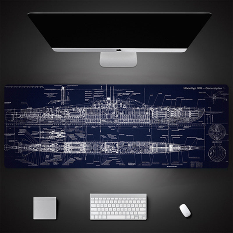 Oversized Technical Theme Seam Keyboard Mouse Desk Pad