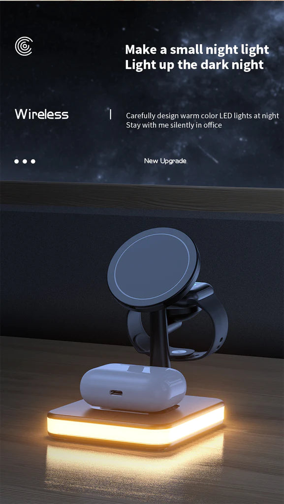 15W 3 In 1 Magnetic Wireless Charger Stand Pad