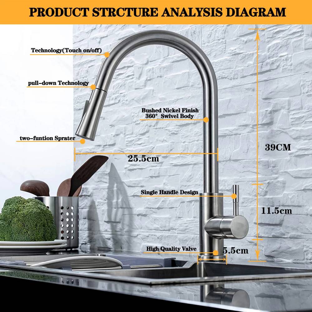 Kitchen Faucet Pull Out  Brushed Stainless Steel