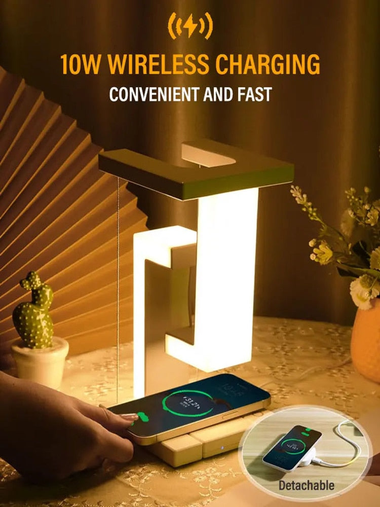 Creative Magnetic Levitation LED Wireless Charging Desk