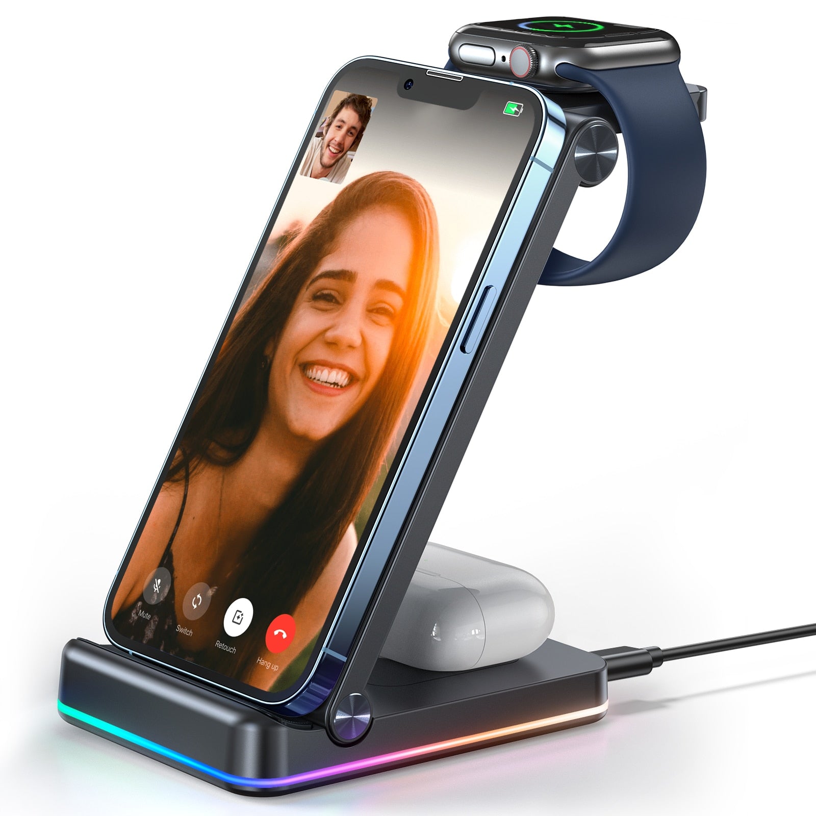 3 in 1 Foldable Double Coil Wireless Charger