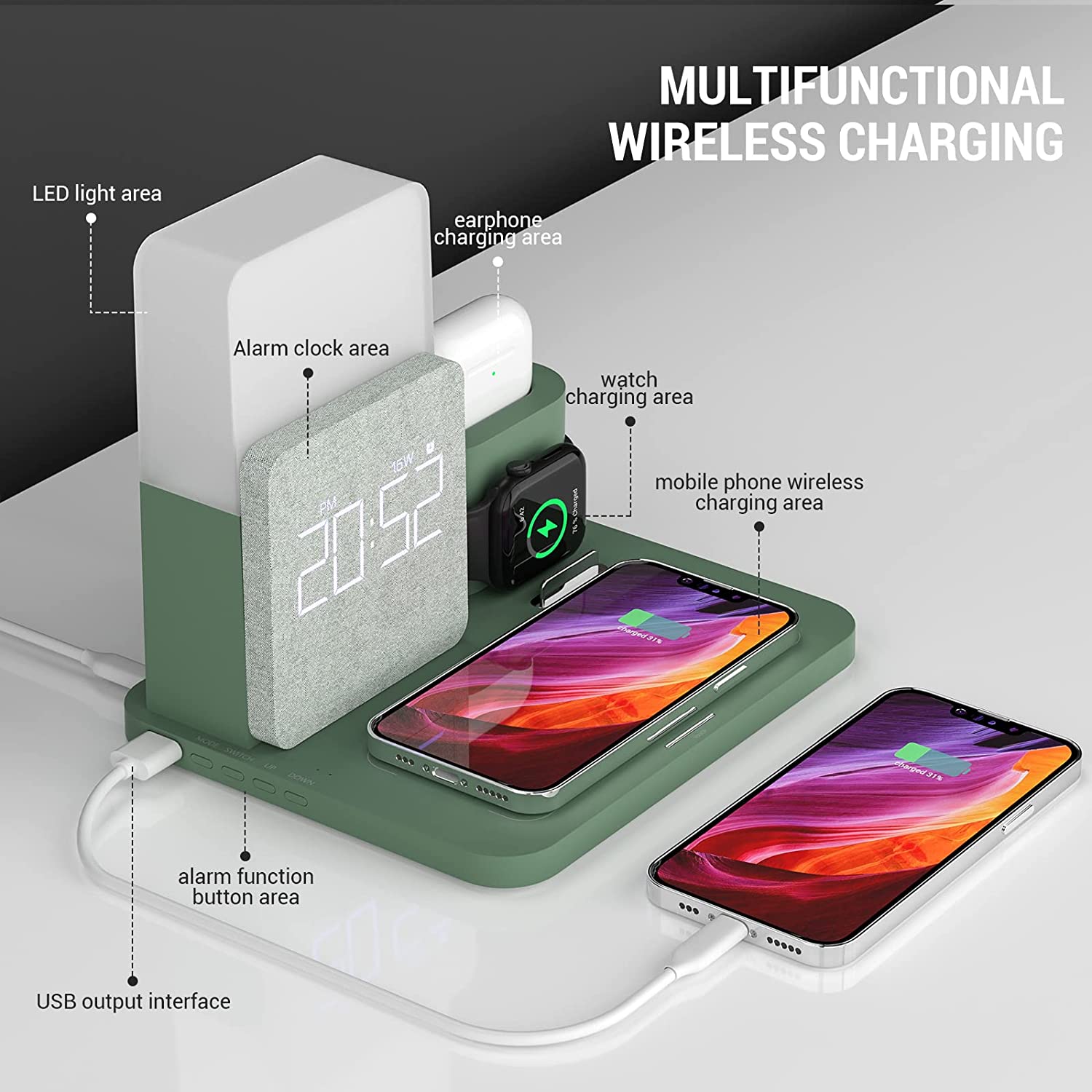 Upgraded 15W Wireless Charging Dock Station