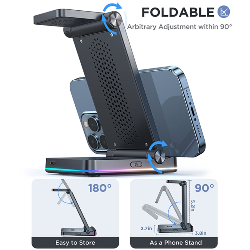 3 in 1 Foldable Double Coil Wireless Charger