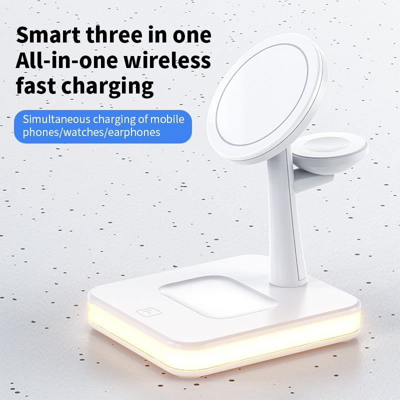15W 3 In 1 Magnetic Wireless Charger Stand Pad