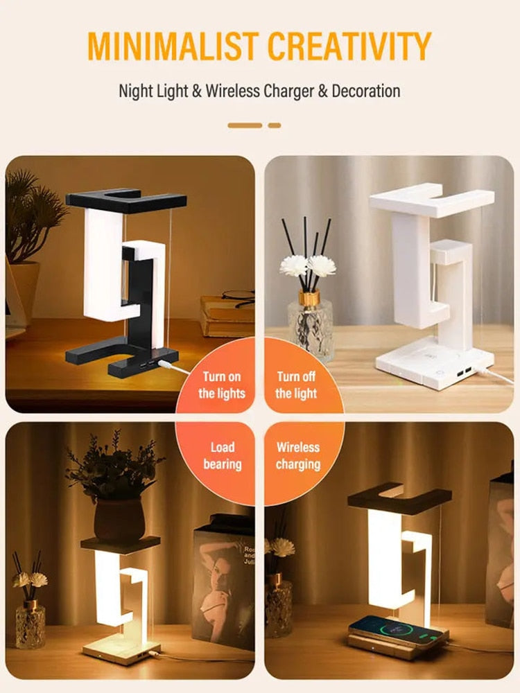 Creative Magnetic Levitation LED Wireless Charging Desk