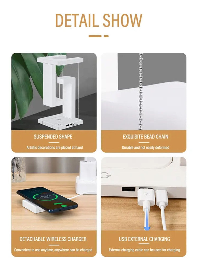 Creative Magnetic Levitation LED Wireless Charging Desk