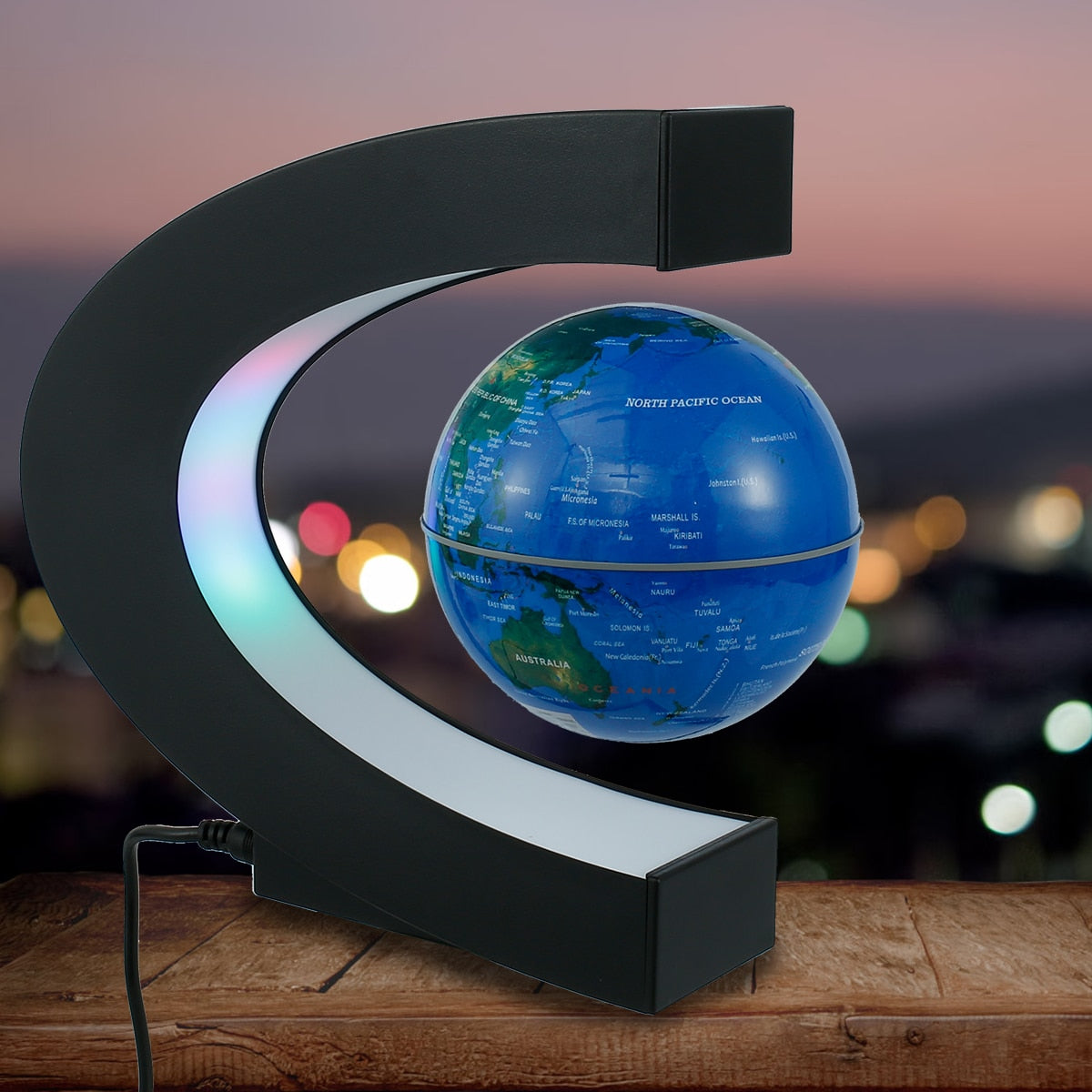 Globe LED World Rotating Lights Bedside Lamp