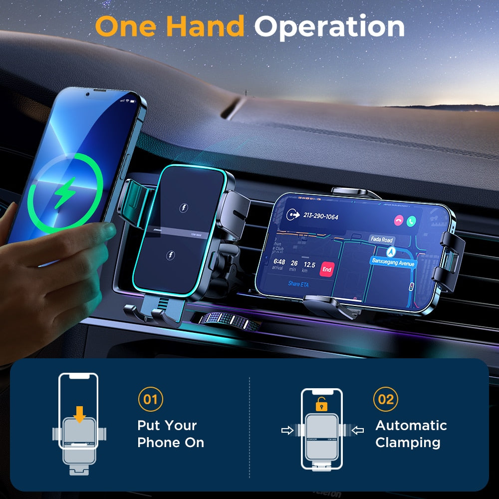 Car Dual Coil Fast Wireless Charging Phone Holder