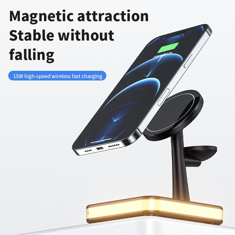 15W 3 In 1 Magnetic Wireless Charger Stand Pad