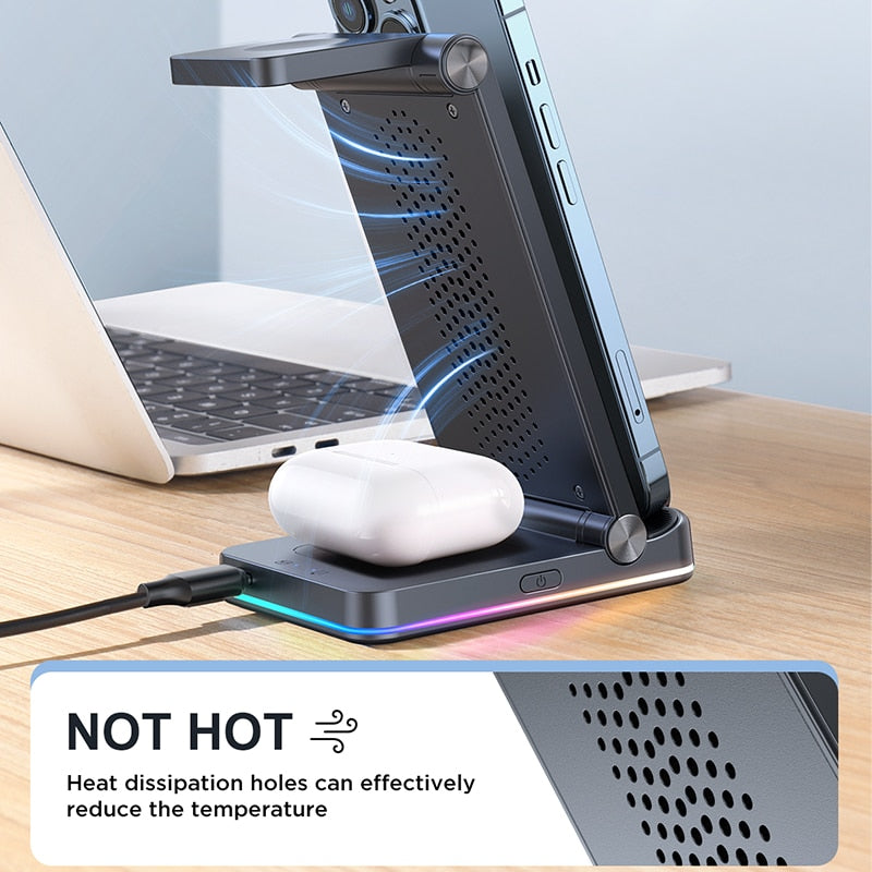 3 in 1 Foldable Double Coil Wireless Charger