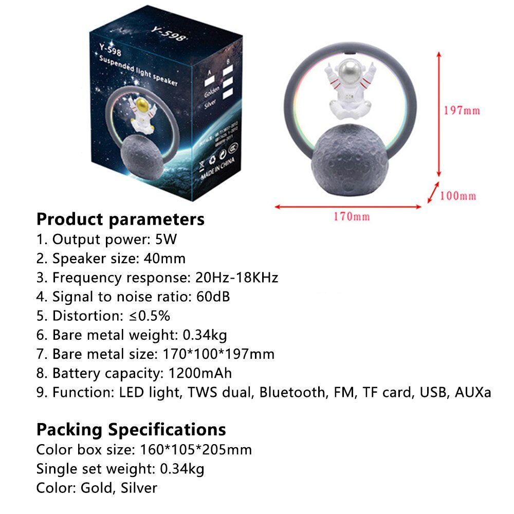 RGB Led Astronaut Speaker Levitation Rechargeable Lamp