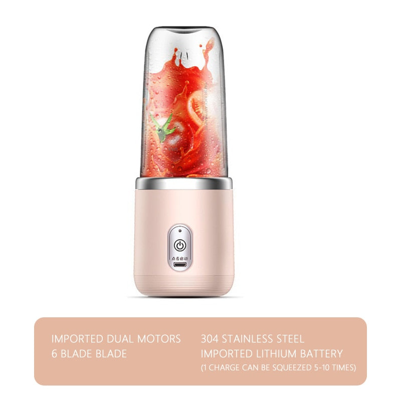 Wireless 6 Blades Juicer Cup USB Smoothie Blender