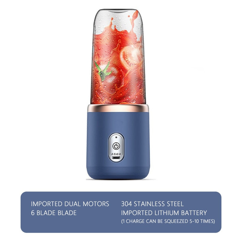Wireless 6 Blades Juicer Cup USB Smoothie Blender
