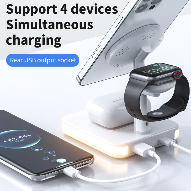 15W 3 In 1 Magnetic Wireless Charger Stand Pad
