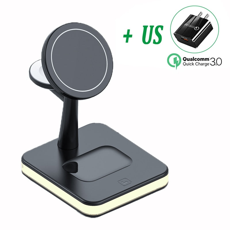 15W 3 In 1 Magnetic Wireless Charger Stand Pad