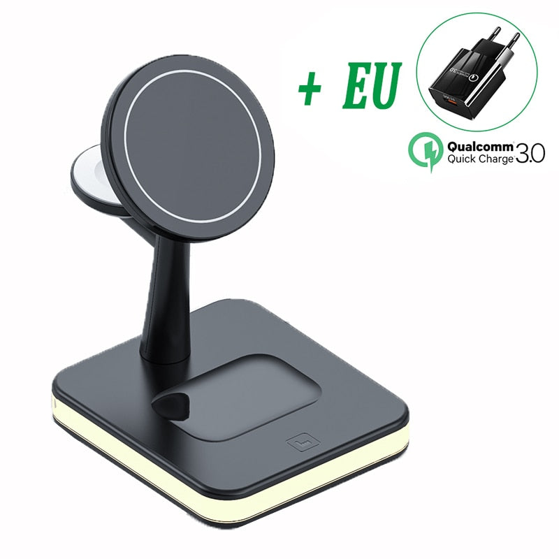 15W 3 In 1 Magnetic Wireless Charger Stand Pad