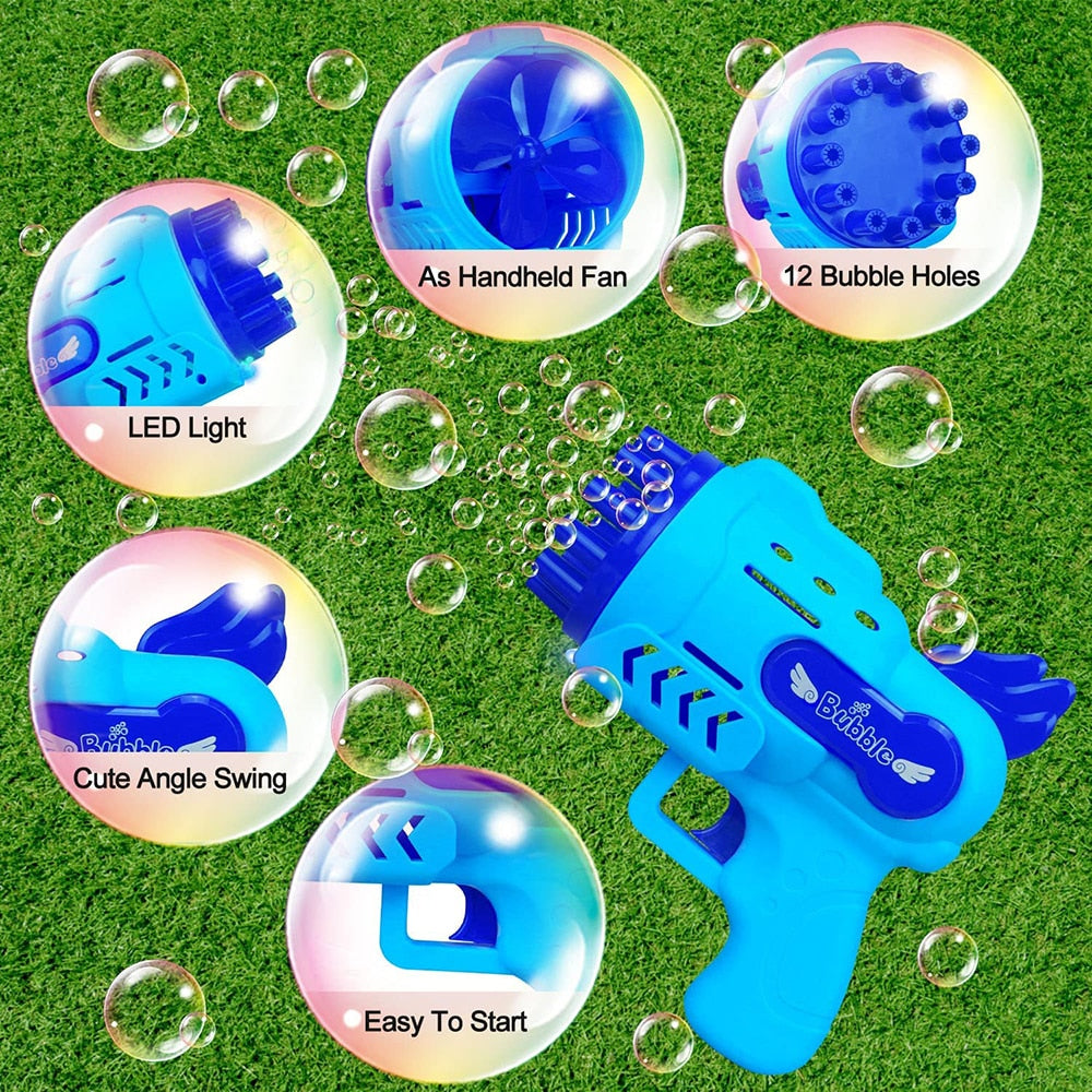 LED Light Electric Automatic Soap Bubble Gun