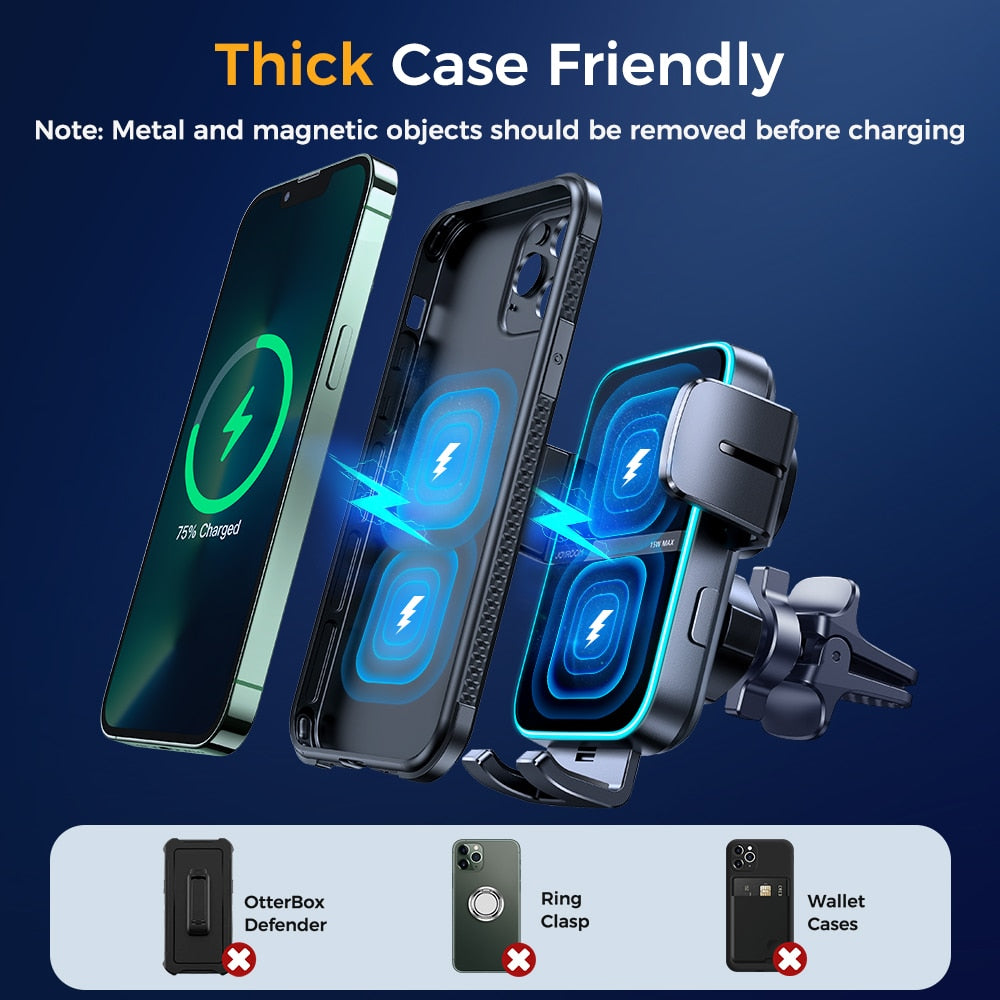 Car Dual Coil Fast Wireless Charging Phone Holder