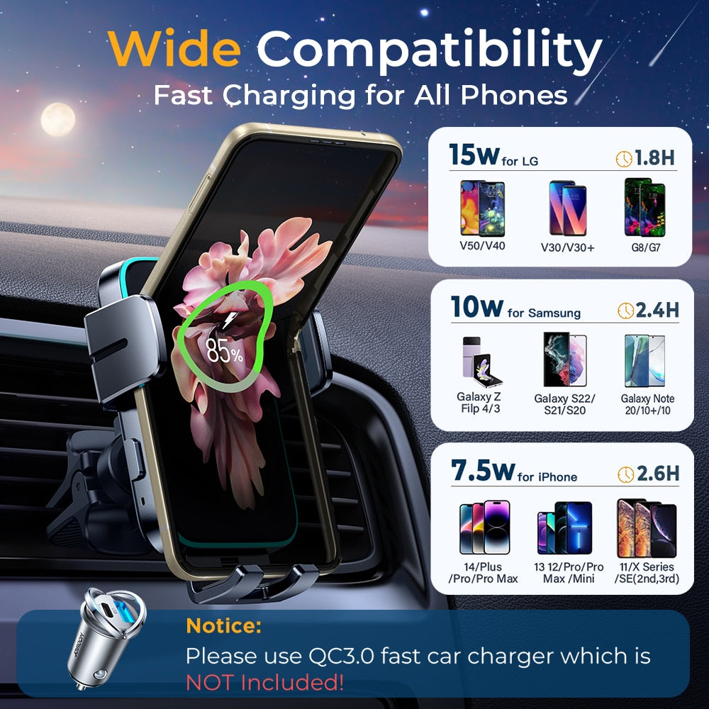 Car Dual Coil Fast Wireless Charging Phone Holder