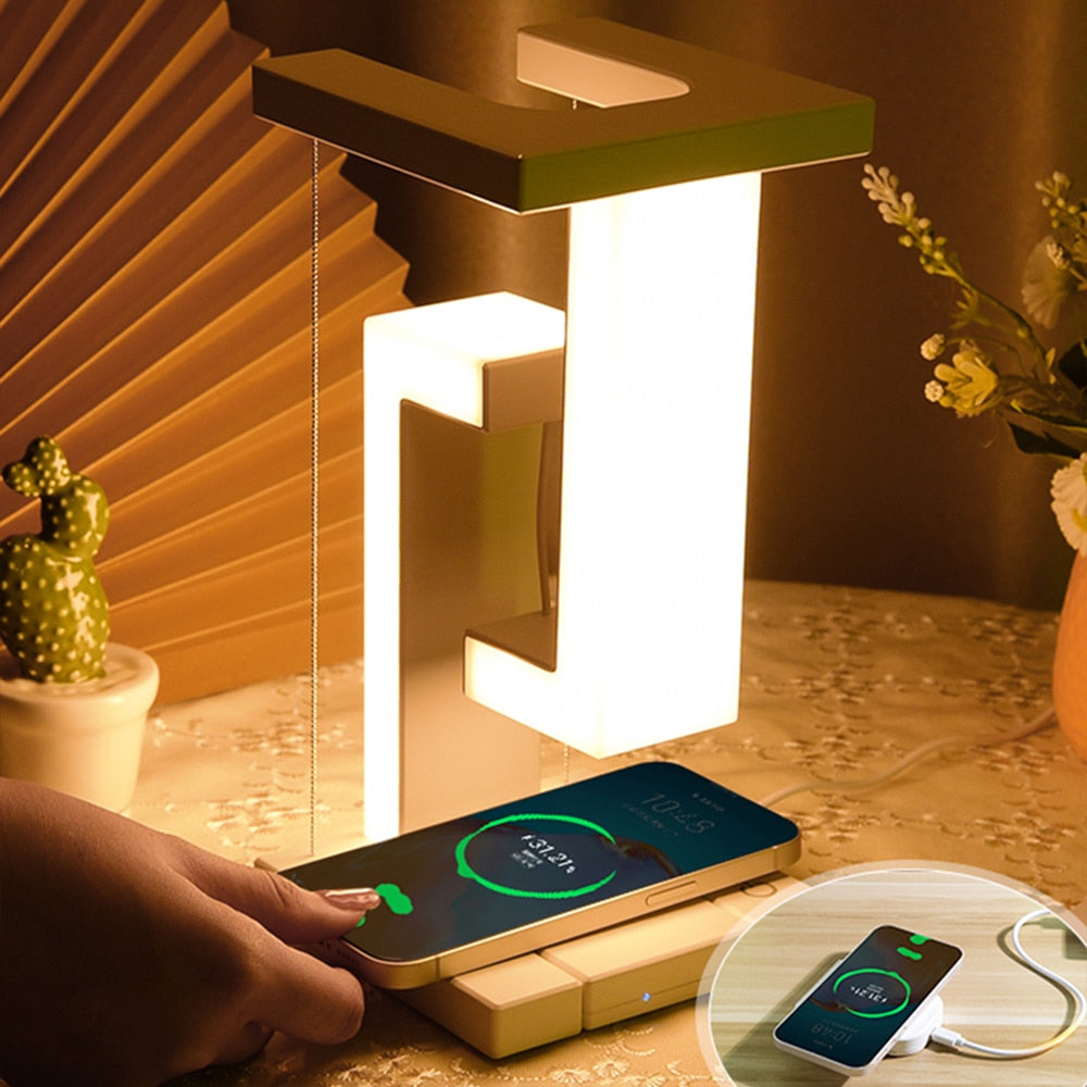 Creative Magnetic Levitation LED Wireless Charging Desk