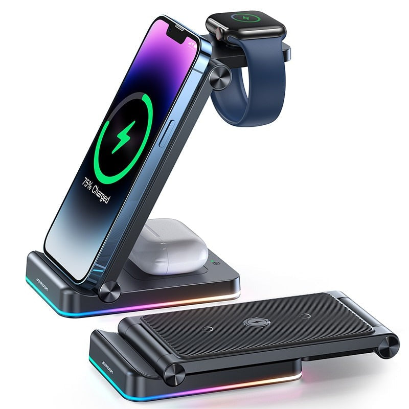 3 in 1 Foldable Double Coil Wireless Charger